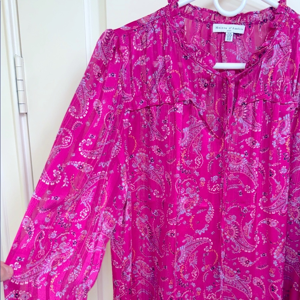 Vibrant Pink Paisley Blouse - Picture 10 of 13